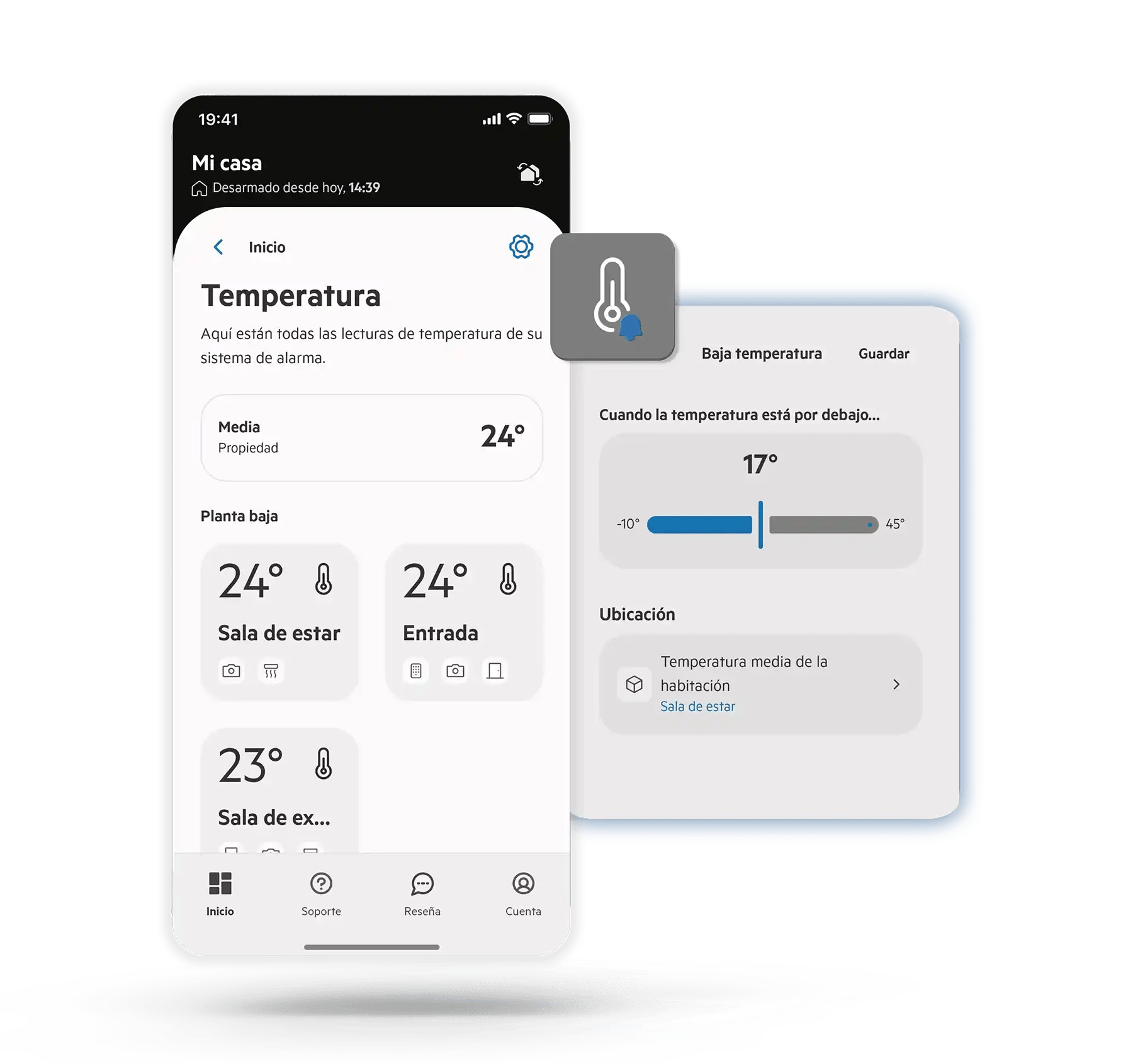 Consultar temperaturas app sector alarm