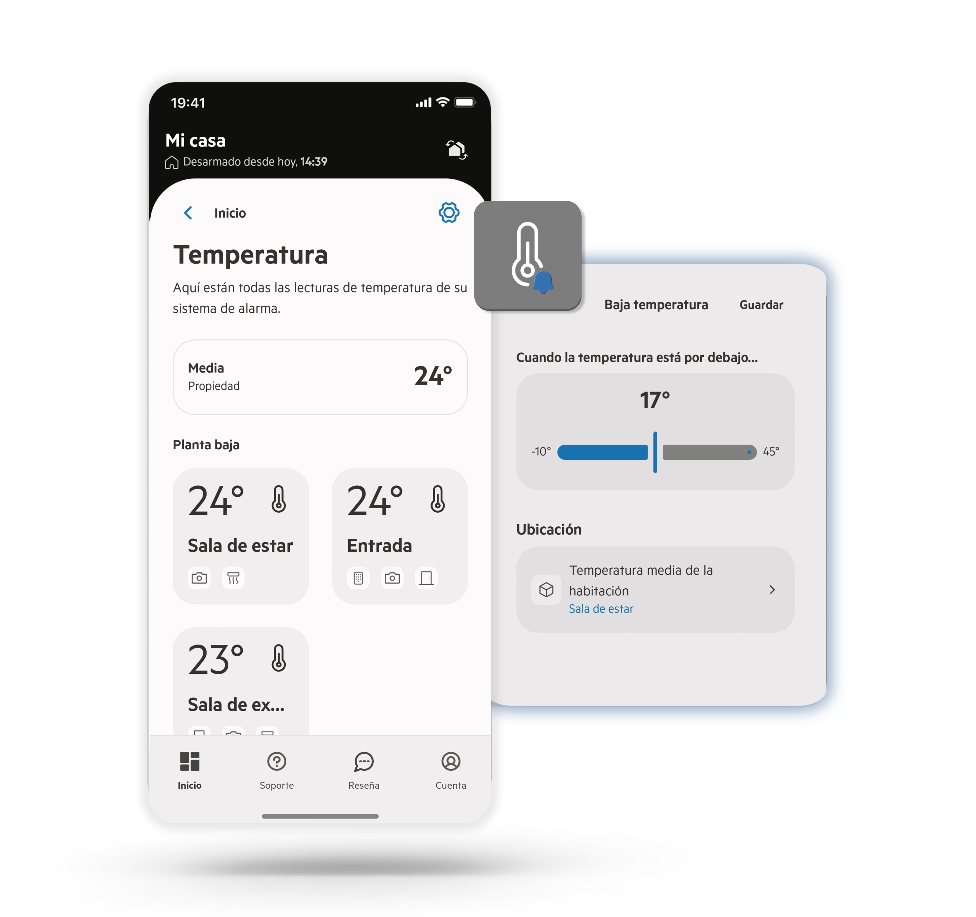 Consultar temperaturas app sector alarm